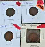 4 Pre 1930 Wheat Cents