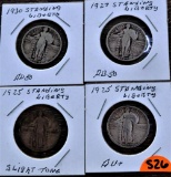 (4) Standing Liberty Quarter Dollars