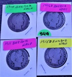 (4) Barber Half Dollars