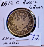 1813 C Russia 1/2 Ruble