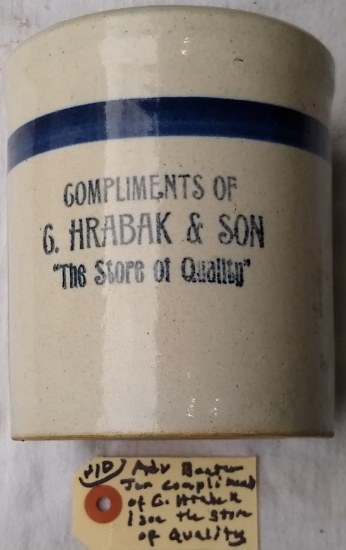 Adv. Beater Jar - Compliments of G.Hrabak and Son