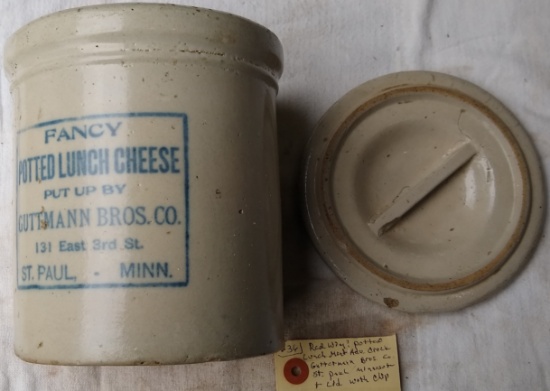 Potted Lunch Cheese Adv. Crock Guttmann Bros Co.