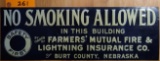 No Smoking Tin Sign-Farmers Mutual Fire& Lightning Ins Co.