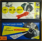 2 Framed Shakespeare Fishing Reel Ads Cirea 1953