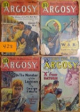 4 Mystery SciFi Dime Novel Magazines-Argosy