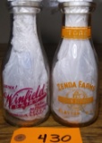 2x Pint Milk Bottles-Winfield Dairy