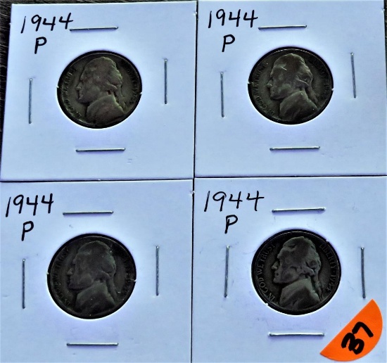 (4) 1944-P Silver Jefferson Nickels