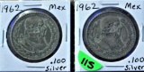 2 Mexico Silver 1 Peso 1962