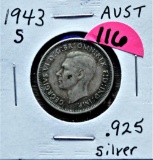 1943-S Silver Australia 1 Shilling