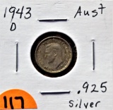 1943-D Silver Australia 3 Pence