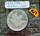 9999 Fine Silver 1993 Canada Maple Leaf