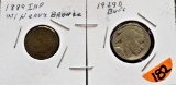 1889 Indian Head Cent, 1929-D Buffalo Nickel