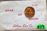 1966 Lincoln Cent Star of David