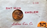 1966 Lincoln Cent Bat Man Emblem