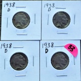 (4) 1938-D Buffalo Nickels