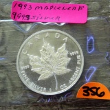 9999 1oz 1993 Silver Maple Leaf