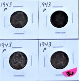 (4) 1943-P Silver Jefferson Nickels