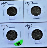 (4) 1945-P Silver Jefferson Nickels