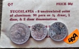 Yugoslavia 3 Uncirculated Coins of Aluminum