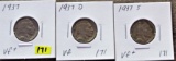1937 P/D/S Buffalo Nickel