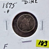 1875 Seated Dime