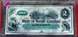 1872 $2 Revenue Bond Script of South Carolina - Columbia