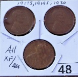 1917-S, 1919-S, 1920 Lincoln Cents