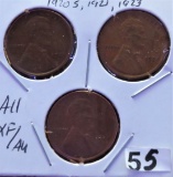 1920-S, 1921, 1923 Lincoln Cents