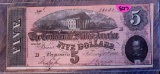 1864 $5 Confederate Note
