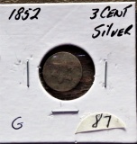 1852 3 Cent Trim Silver