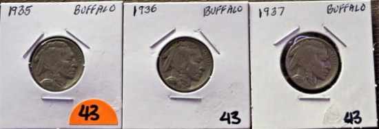 1935, 1936, 1937 Buffalo Nickels