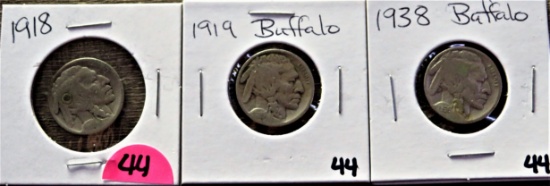 1918, 1919, 1938 Buffalo Nickels