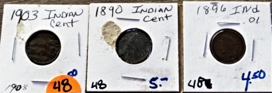 1903, 1890, 1896 Indian Cents
