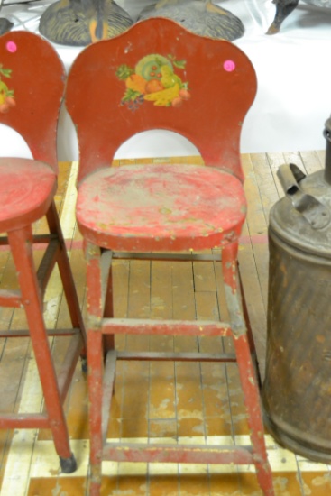 Red metal highchair