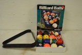 Billiard balls W/ rack and levels