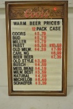 Plastic Coors price board
