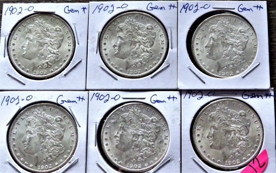 (6) 1902-O Morgan Silver Dollar
