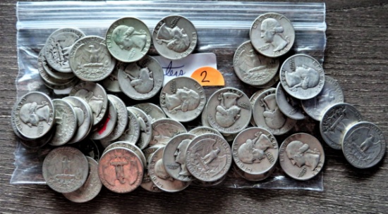 (50) 1950s/60s Silver Quarters