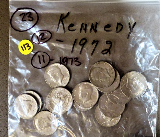 23 Kennedy Halves  12-1972  11-1973