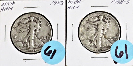 1943 PS Walking Liberty Halves