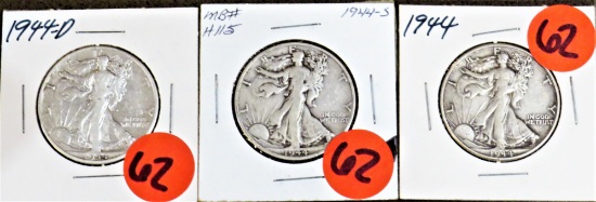 1944 PSD Walking Liberty Halves
