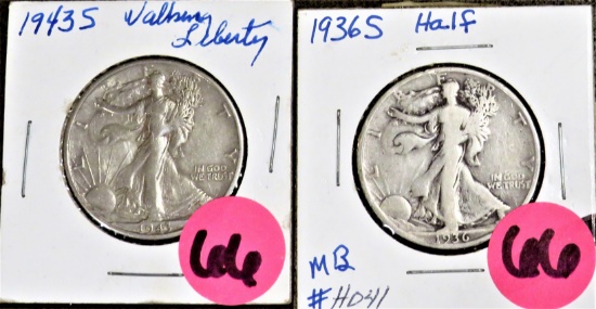 1936S 1943 S Walking Liberty Halves