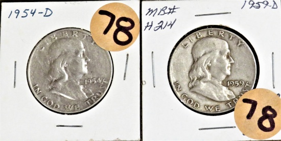 1954D, 1959D Franklin Halves