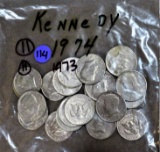 22 Kennedy Halves 11- 1973  11-1974