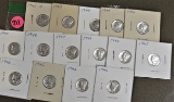 15 Mercury Dimes 43,43D, (7) 1944, (6) 1945