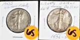 1936S 1943 S Walking Liberty Halves