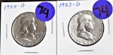 1953D, 1954D Franklin Halves