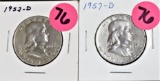 1952D,1957D Franklin Halves