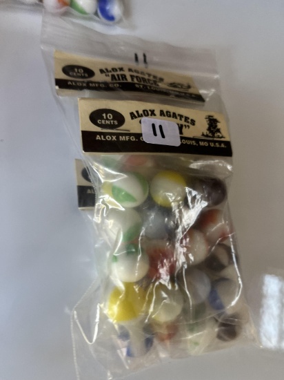Vintage ALOX Marbles - Army, Navy, Airforce - Agates
