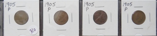 1905- (4) Indian Head Cents
